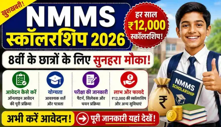 NMMS स्कॉलरशिप 2026 ऑनलाइन आवेदन, योग्यता और परीक्षा पैटर्न